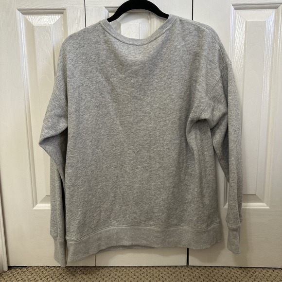 Ann Taylor Gray BEADED NECK CASUAL SWEATSHIRT LOUNGE COMFY SWEATER SIZE: L - Picture 5 of 5